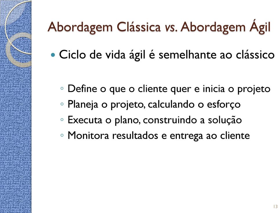 Define o que o cliente quer e inicia o projeto Planeja o