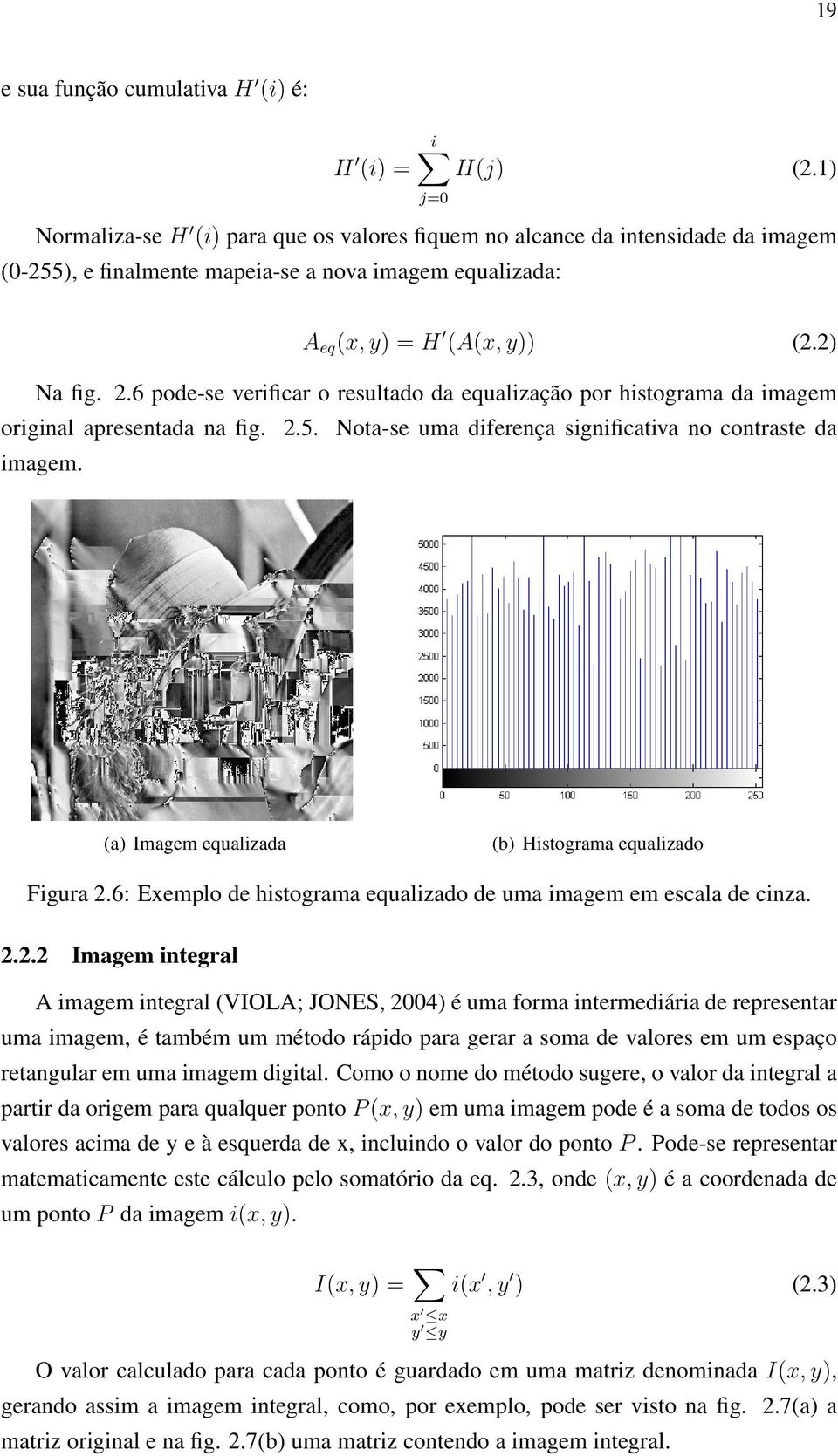 6 pode-se verificar o resultado da equalização por histograma da imagem original apresentada na fig. 2.5. Nota-se uma diferença significativa no contraste da imagem.