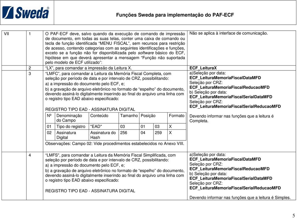 mensagem Função não suportada pelo modelo de ECF utilizado : 2 LX, para comandar a impressão da Leitura X.