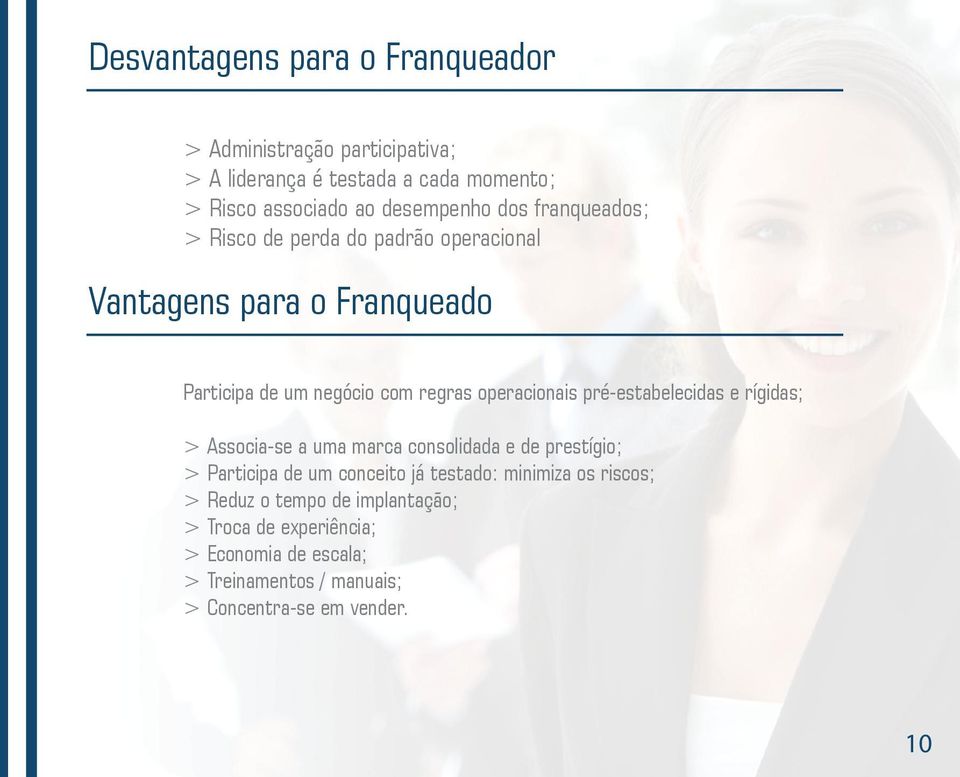 pré-estabelecidas e rígidas; > Associa-se a uma marca consolidada e de prestígio; > Participa de um conceito já testado: minimiza os