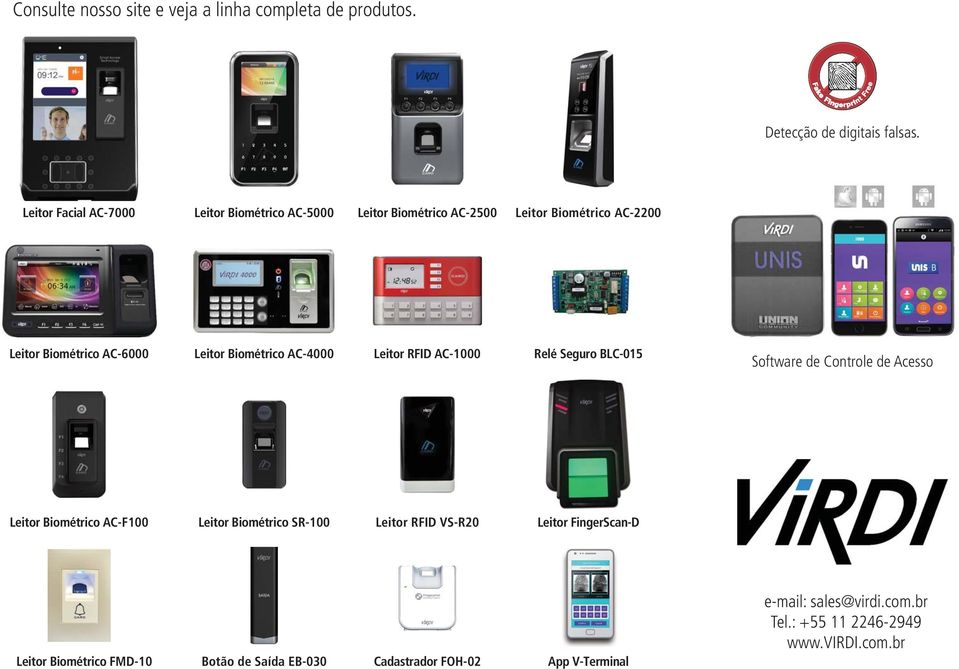 BLC-015 Software de Controle de Acesso AC-F100 SR-100 Leitor RFID VS-R20 Leitor FingerScan-D FMD-10