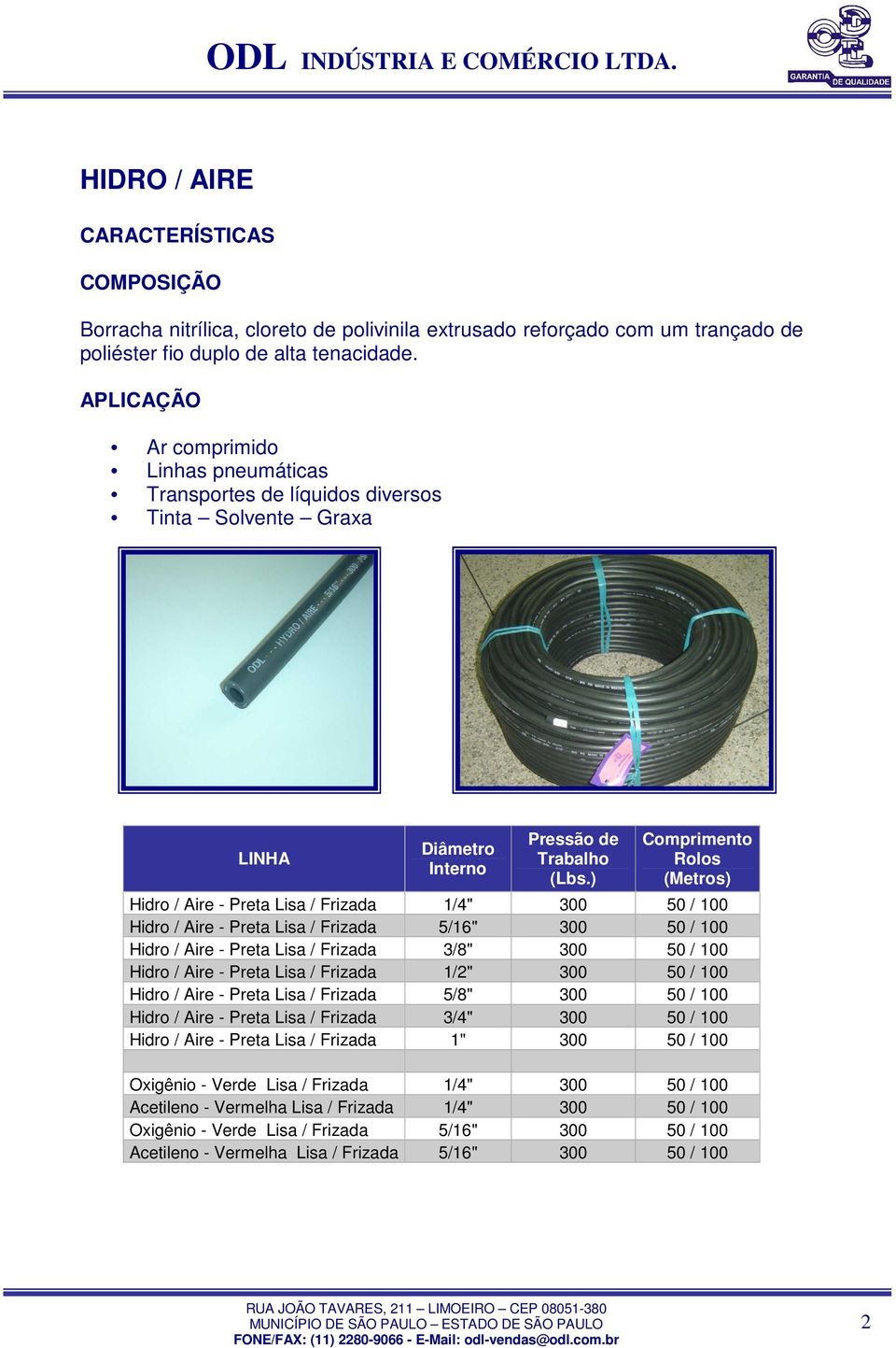 Hidro / Aire - Preta Lisa / Frizada 3/8" 300 50 / 100 Hidro / Aire - Preta Lisa / Frizada 1/2" 300 50 / 100 Hidro / Aire - Preta Lisa / Frizada 5/8" 300 50 / 100 Hidro / Aire - Preta Lisa / Frizada