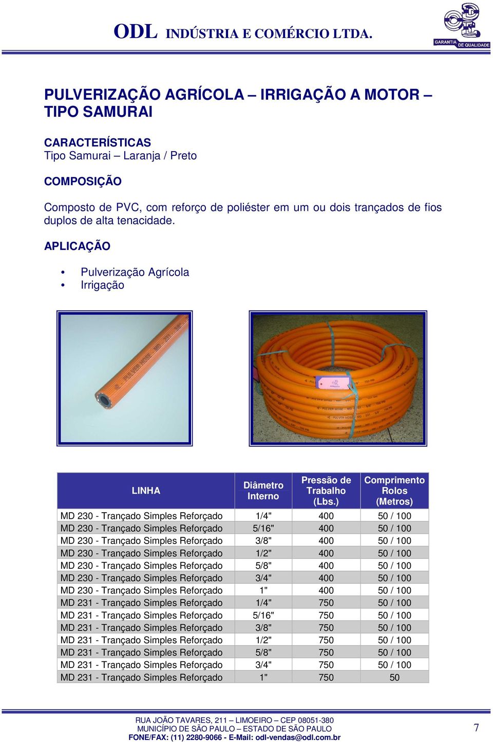 230 - Trançado Simples Reforçado 1/2" 400 50 / 100 MD 230 - Trançado Simples Reforçado 5/8" 400 50 / 100 MD 230 - Trançado Simples Reforçado 3/4" 400 50 / 100 MD 230 - Trançado Simples Reforçado 1"