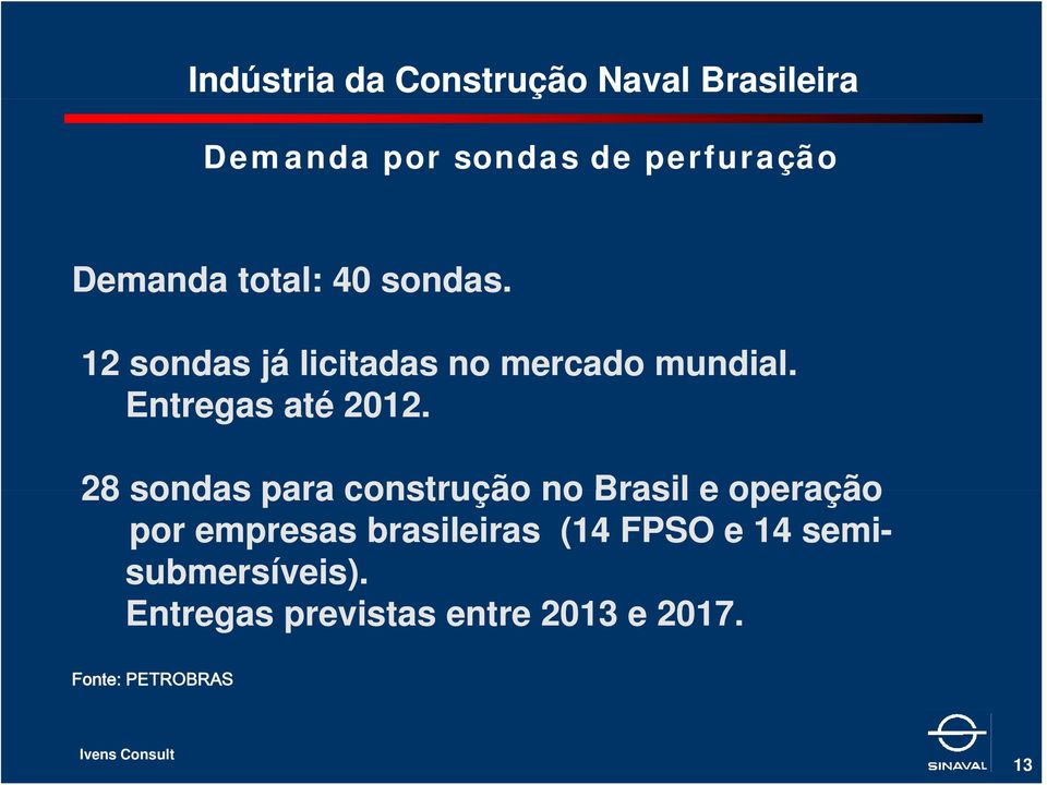 28 sondas para construção no Brasil e operação por empresas