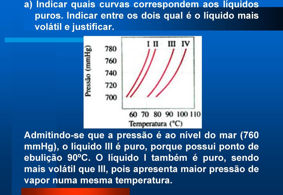 Admitindo-se que a pressão é ao nível do mar (760 mmhg), o líquido III é puro, porque