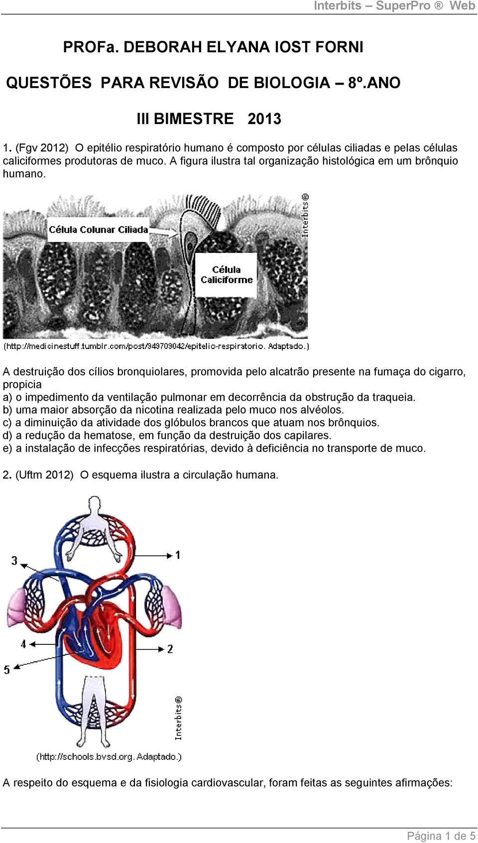 A destruição dos cílios bronquiolares, promovida pelo alcatrão presente na fumaça do cigarro, propicia a) o impedimento da ventilação pulmonar em decorrência da obstrução da traqueia.