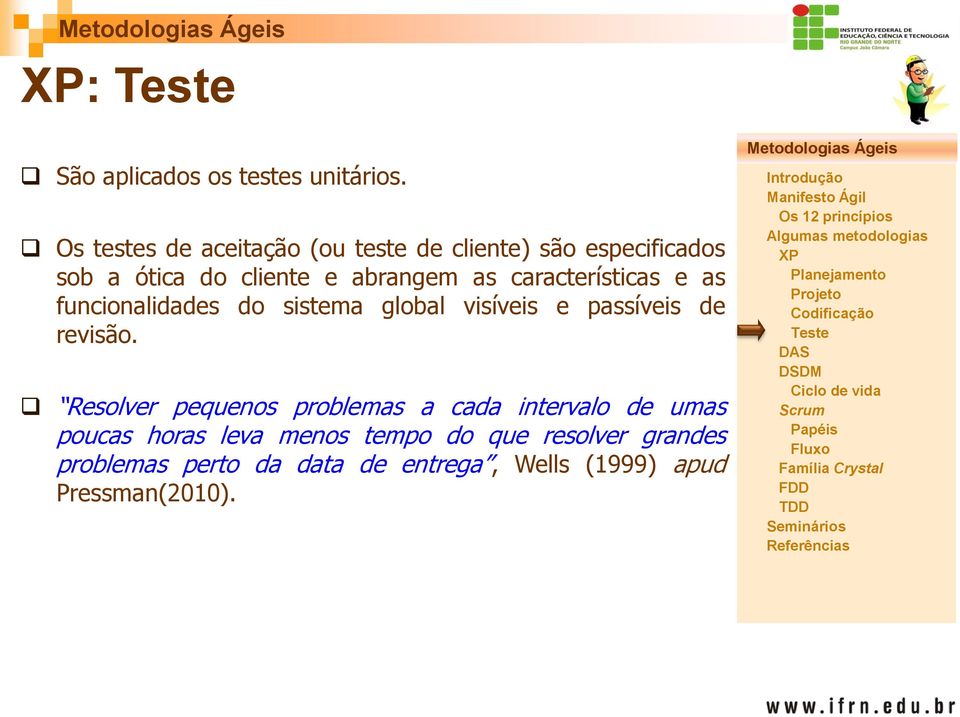 características e as funcionalidades do sistema global visíveis e passíveis de revisão.