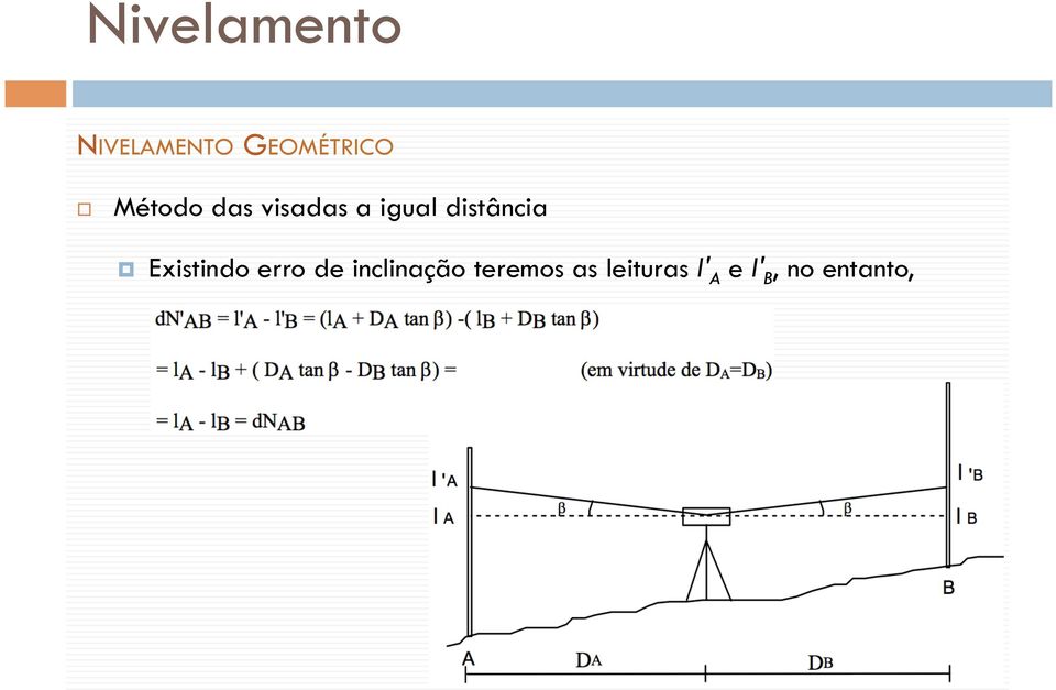 Existindo erro de inclinação