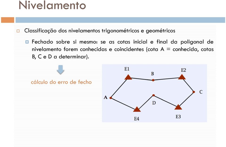 poligonal de nivelamento forem conhecidas e coincidentes