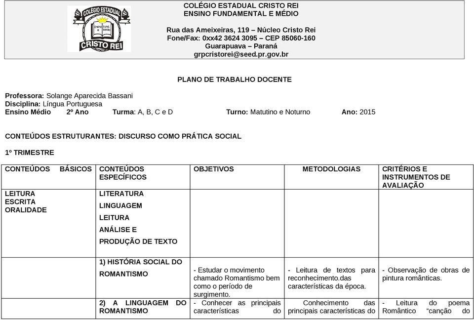 DISCURSO COMO PRÁTICA SOCIAL 1º TRIMESTRE CONTEÚDOS BÁSICOS CONTEÚDOS ESPECÍFICOS LEITURA ESCRITA ORALIDADE LITERATURA LINGUAGEM LEITURA ANÁLISE E PRODUÇÃO DE TEXTO OBJETIVOS METODOLOGIAS CRITÉRIOS E