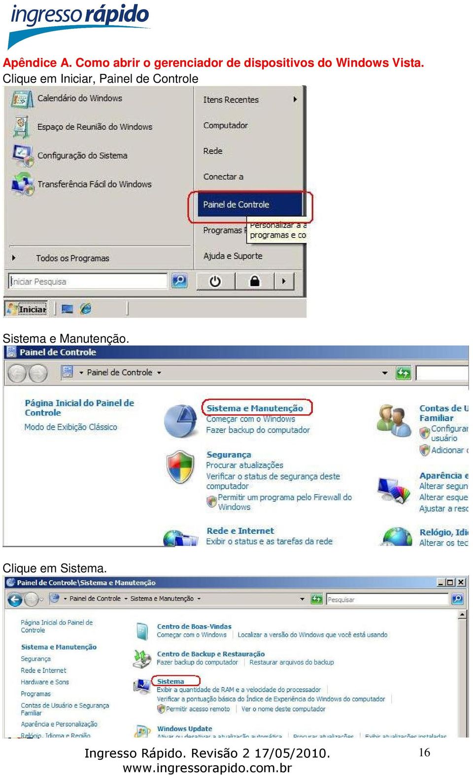 dispositivos do Windows Vista.