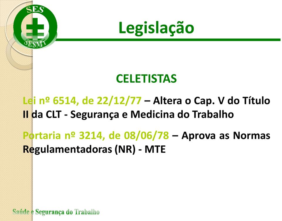 V do Título II da CLT - Segurança e Medicina do