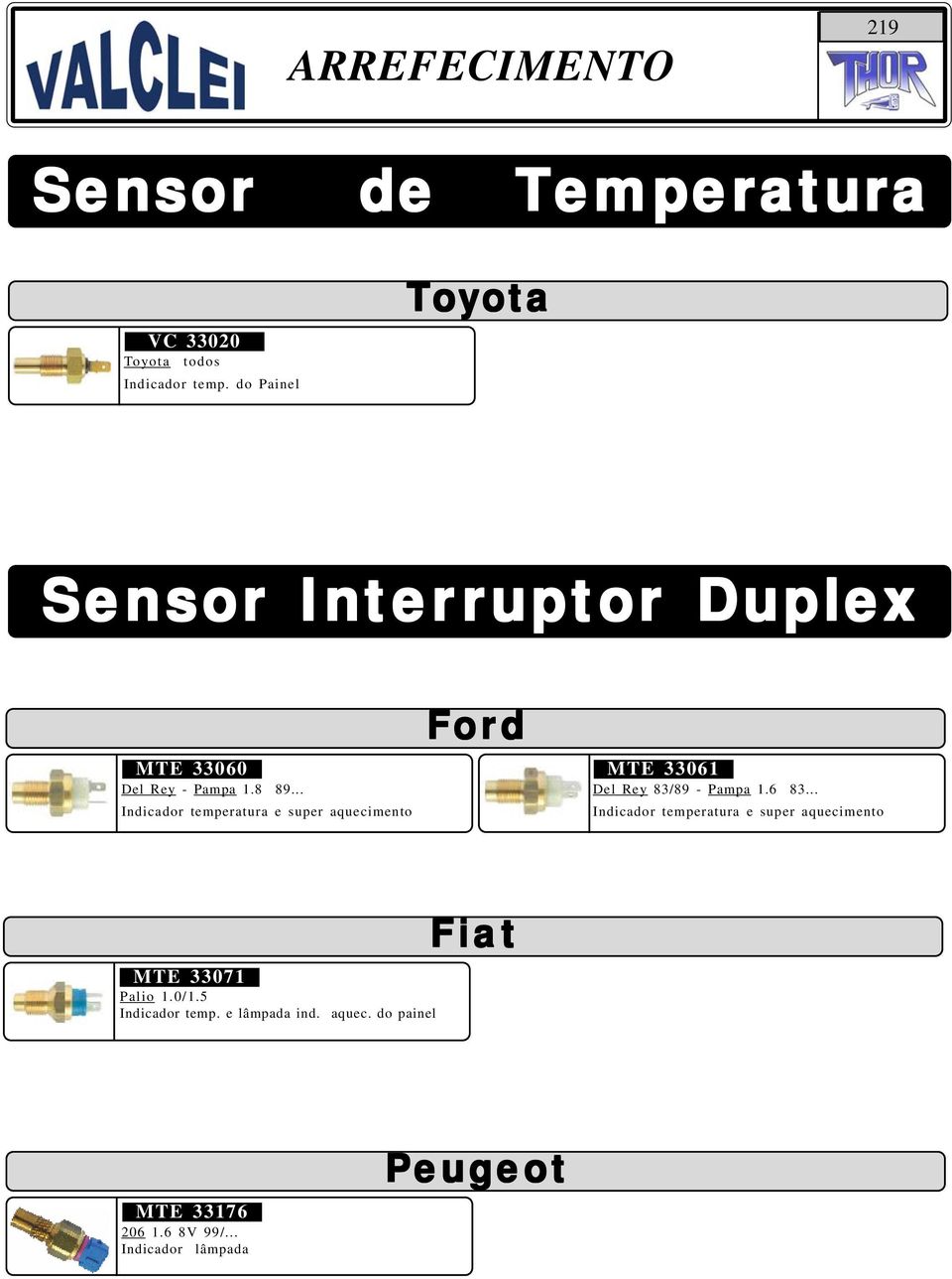 .. Indicador temperatura e super aquecimento For ord MTE 33061 Del Rey 83/89 - Pampa 1.6 83.