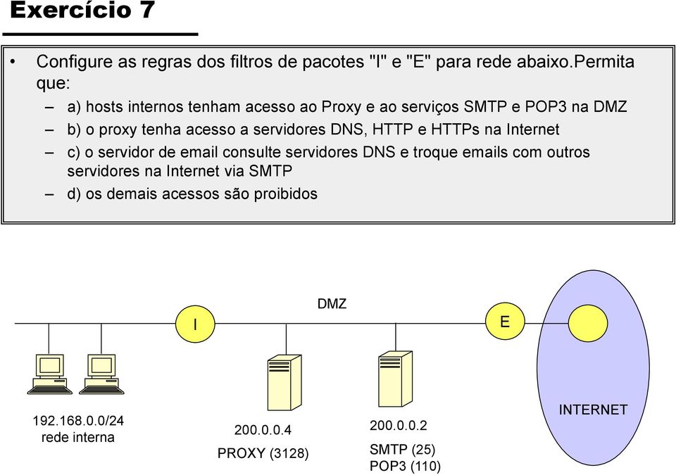 servidores DNS, HTTP e HTTPs na Internet c) o servidor de email consulte servidores DNS e troque emails com outros