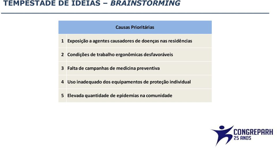 desfavoráveis 3 Falta de campanhas de medicina preventiva 4 Uso inadequado dos