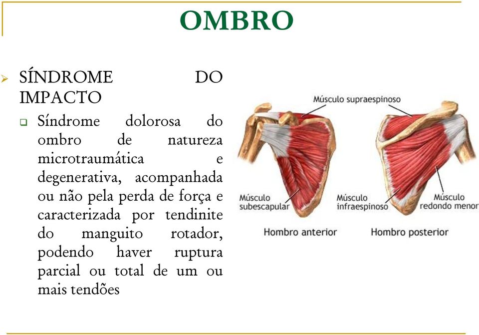 pela perda de força e caracterizada por tendinite do manguito