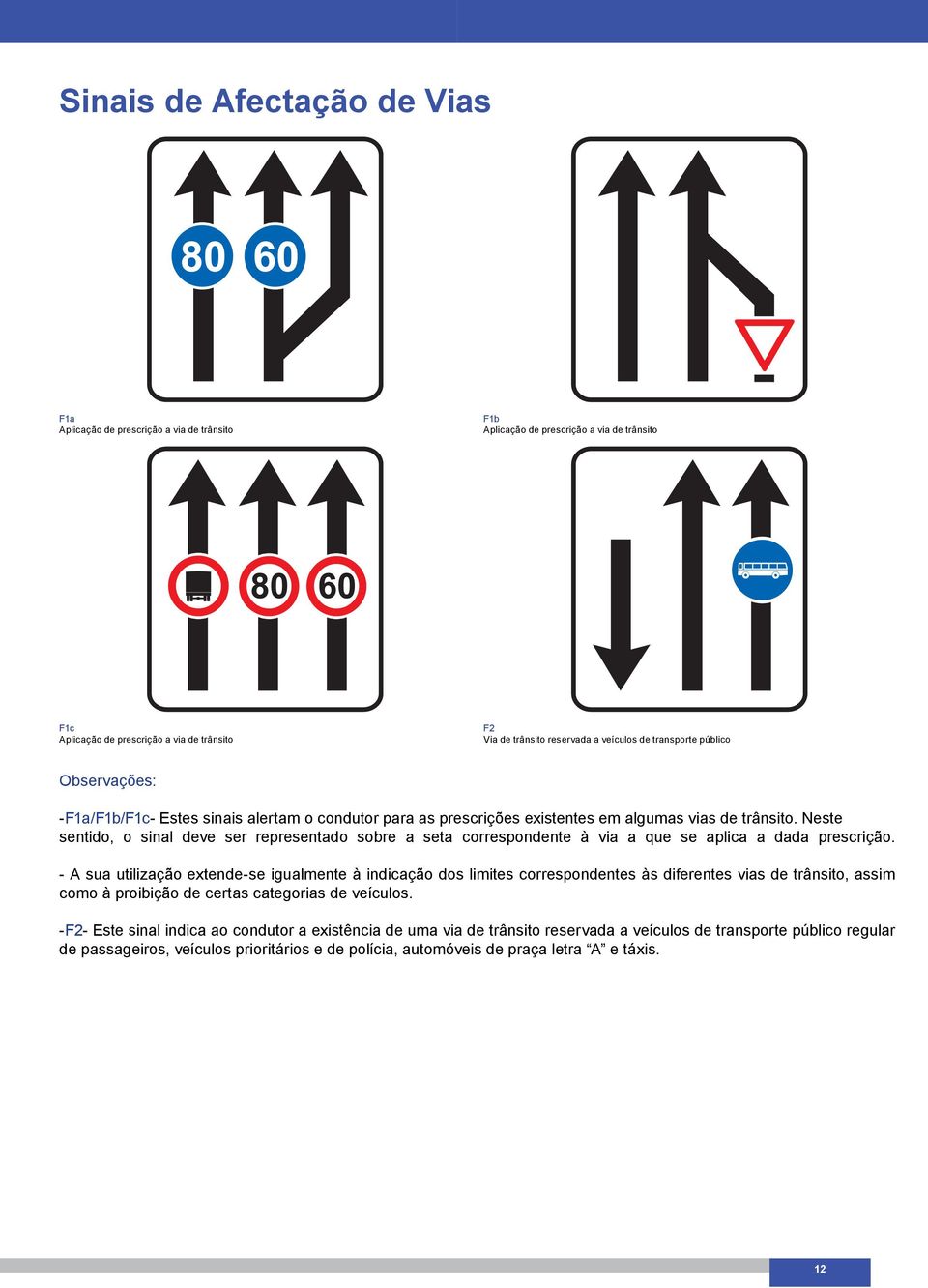 Neste sentido, o sinal deve ser representado sobre a seta correspondente à via a que se aplica a dada prescrição.