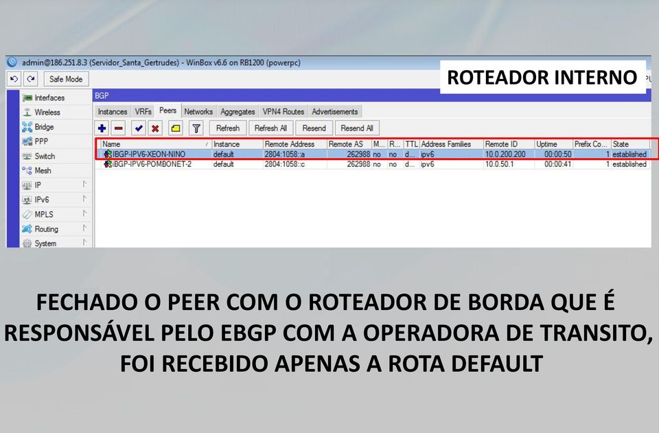 RESPONSÁVEL PELO EBGP COM A