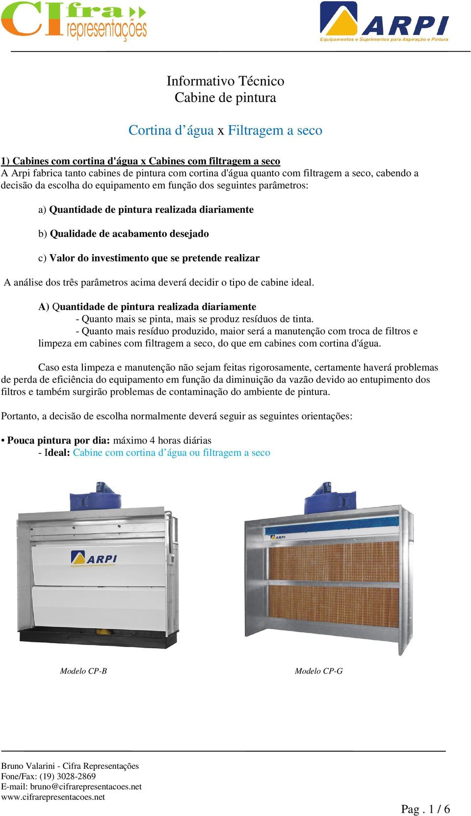 Informativo Técnico Cabine de pintura. Cortina d água x Filtragem a seco -  PDF Download grátis