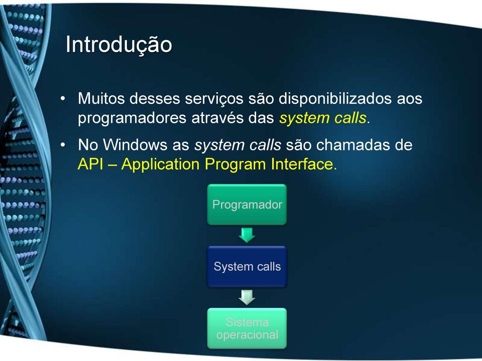 No Windows as system calls são chamadas de API