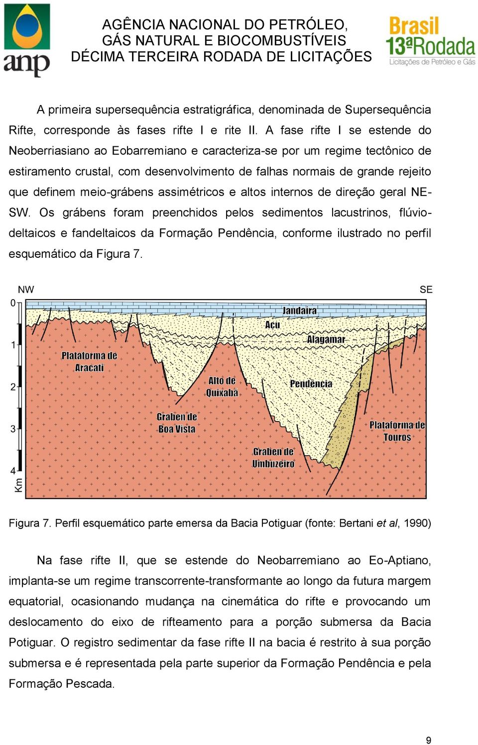 meio-grábens assimétricos e altos internos de direção geral NE- SW.