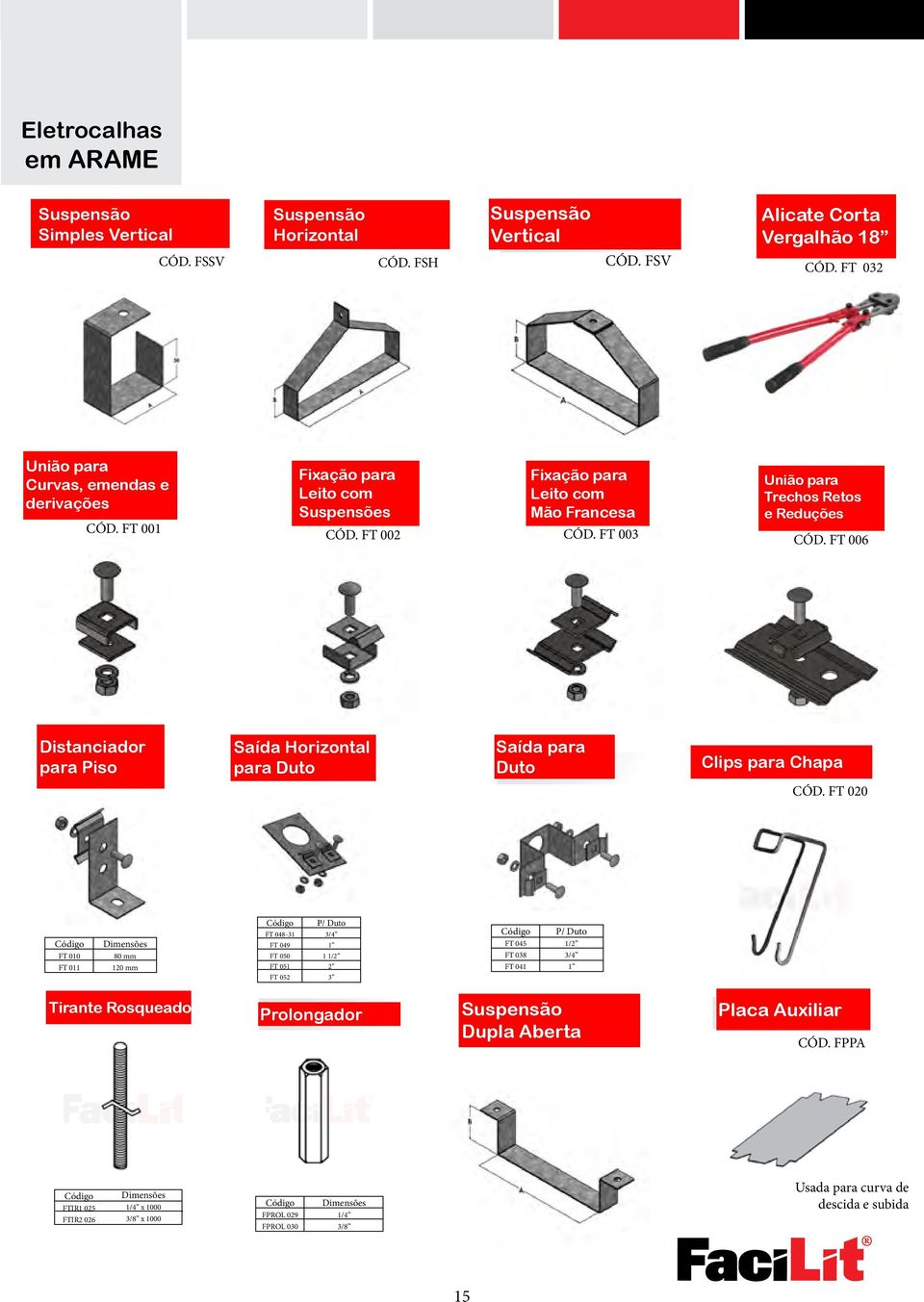 FT 006 Distanciador para Piso Saída Horizontal para Duto Saída para Duto Clips para Chapa CÓD.