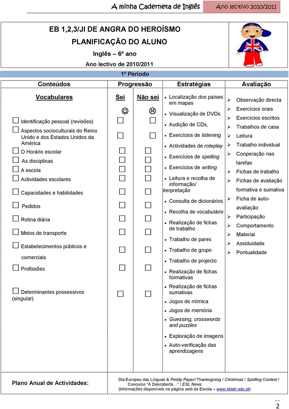 Pedidos Rotina diária Meios de transporte Estabelecimentos públicos e comerciais Profissões Determinantes possessivos (singular) Visualização de DVDs Audição de CDs, Exercícios de listening