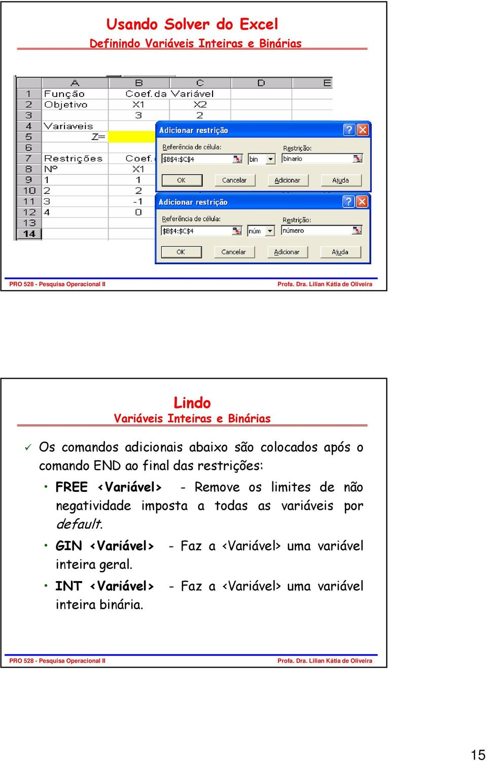 Remove os limites de não negatividade imposta a todas as variáveis por default.