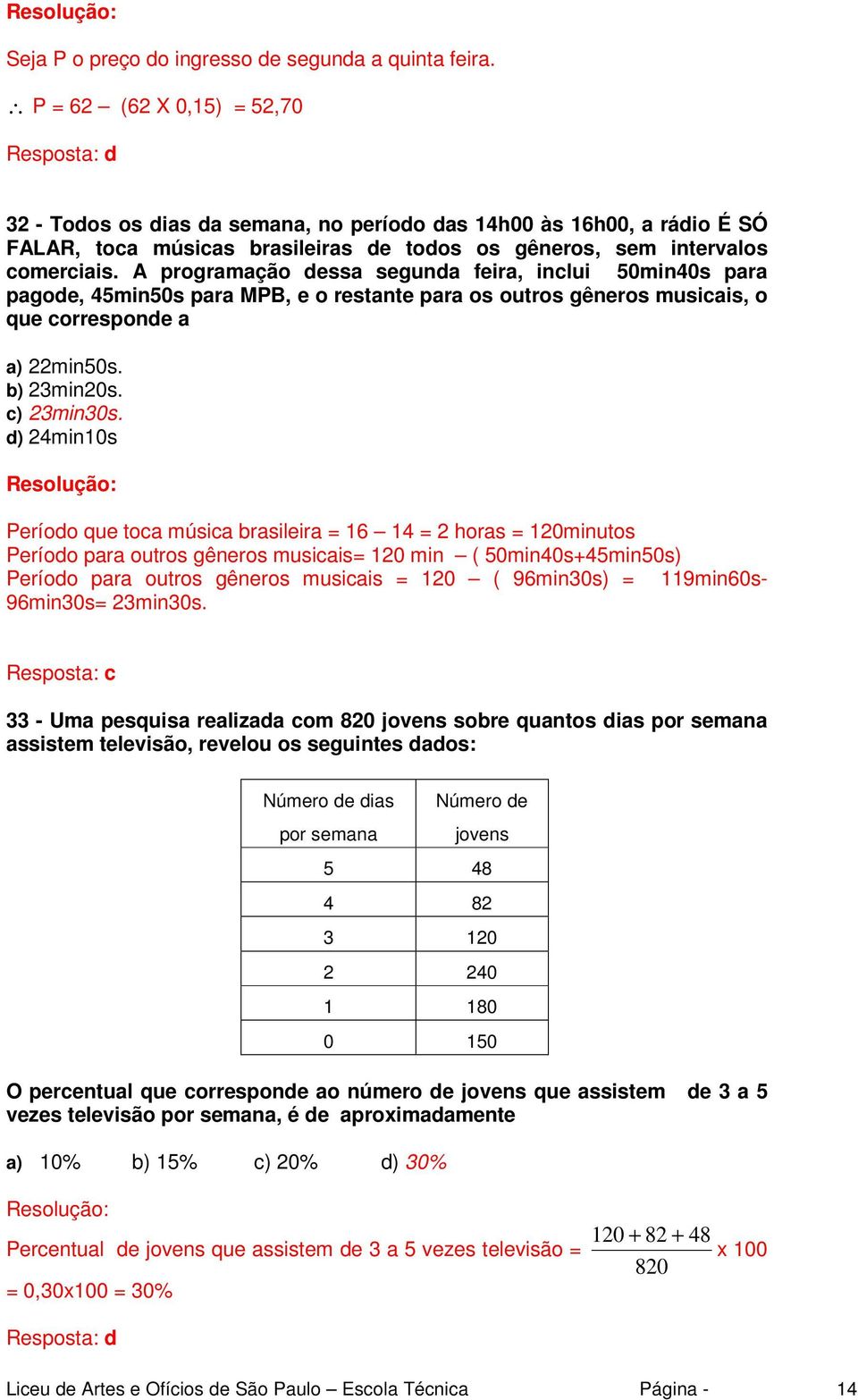 A programação dessa segunda feira, inclui 50min40s para pagode, 45min50s para MPB, e o restante para os outros gêneros musicais, o que corresponde a a) 22min50s. b) 23min20s. c) 23min30s.