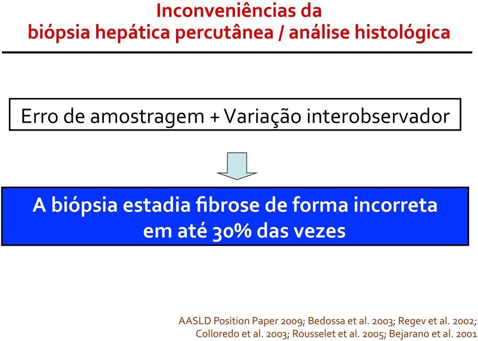 incorreta em até 30% das vezes AASLD Position Paper 2009; Bedossa et al.