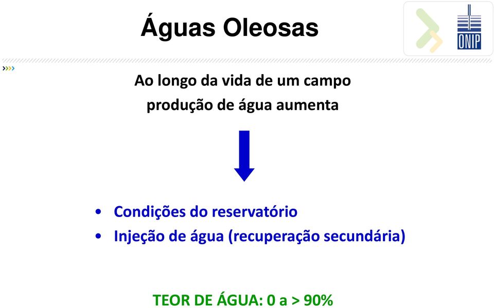 Condições do reservatório Injeção de