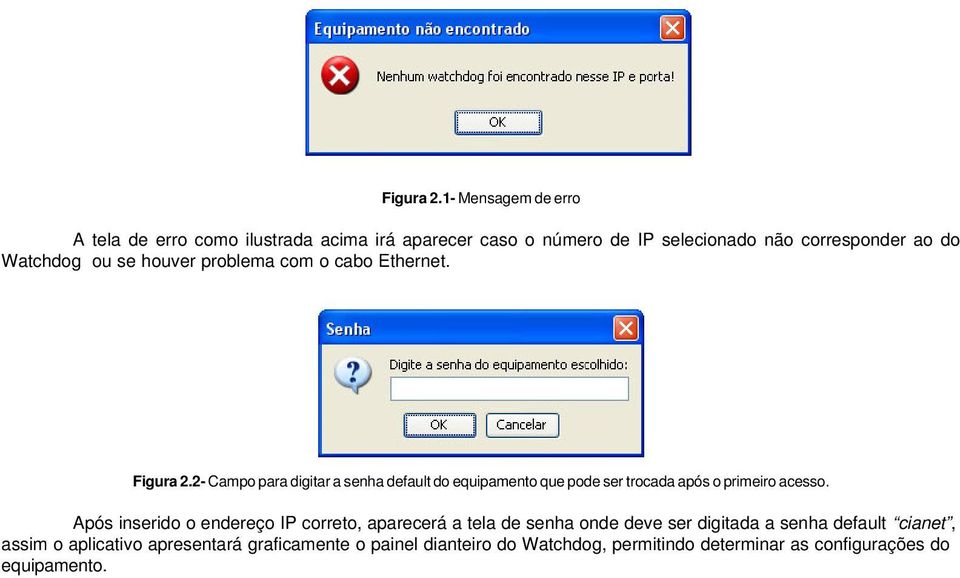 ou se houver problema com o cabo Ethernet.