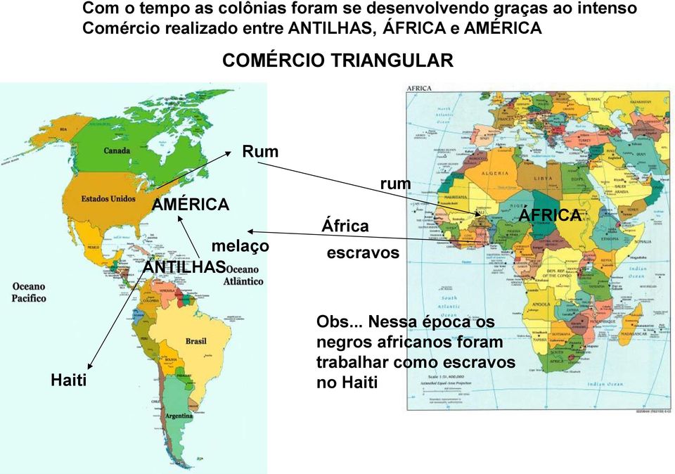 TRIANGULAR Rum AMÉRICA melaço ANTILHAS África rum escravos ÁFRICA