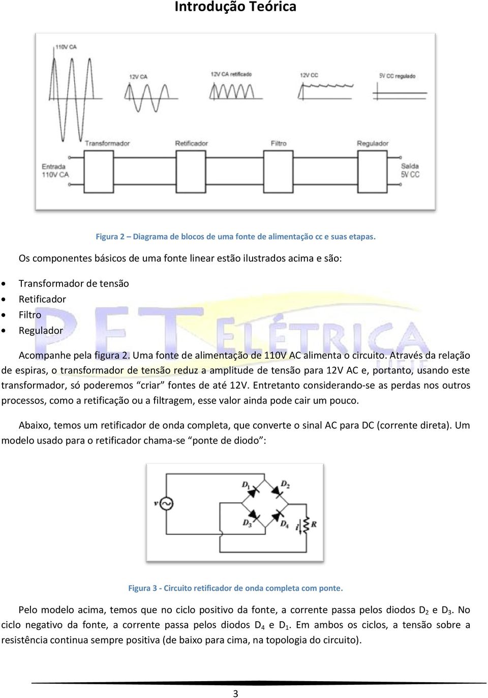 Uma fonte de alimentação de 110V AC alimenta o circuito.