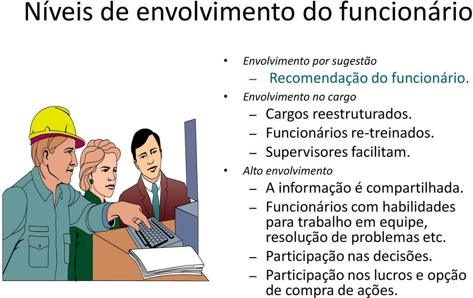 Alto envolvimento A informação é compartilhada.