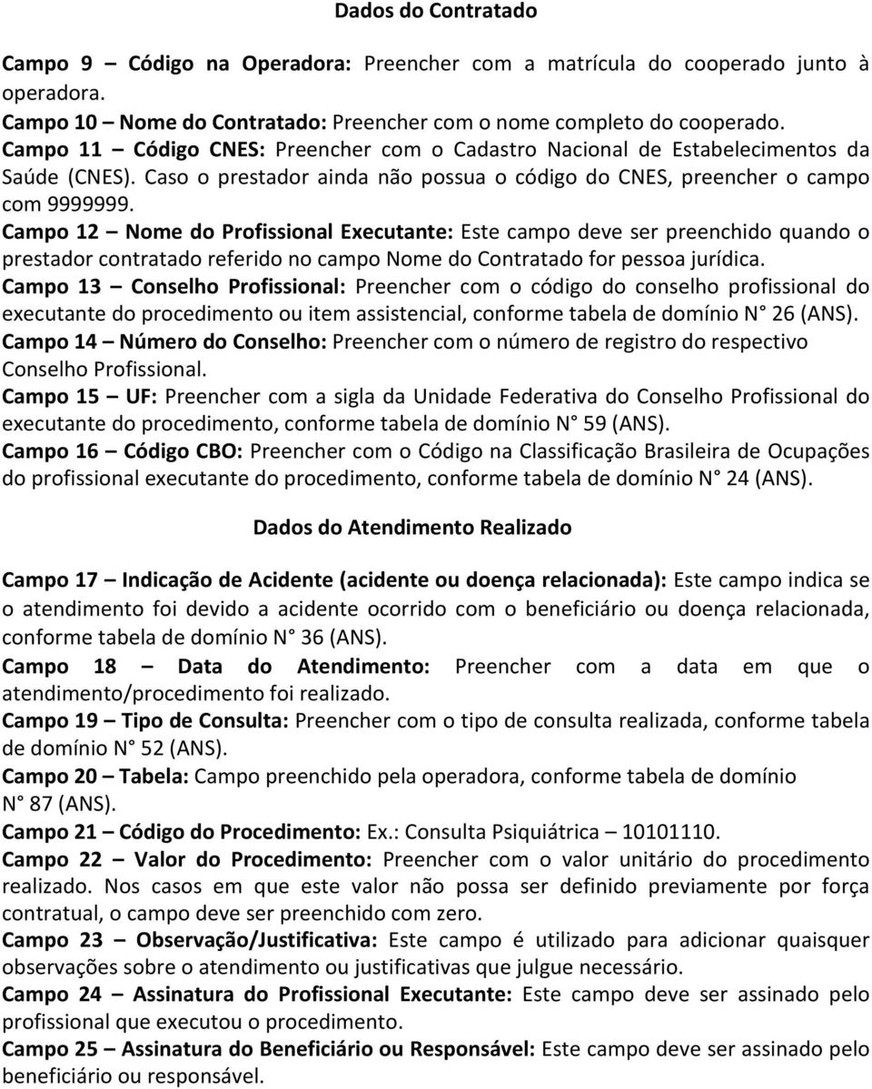 Campo 12 Nome do Profissional Executante: Este campo deve ser preenchido quando o prestador contratado referido no campo Nome do Contratado for pessoa jurídica.