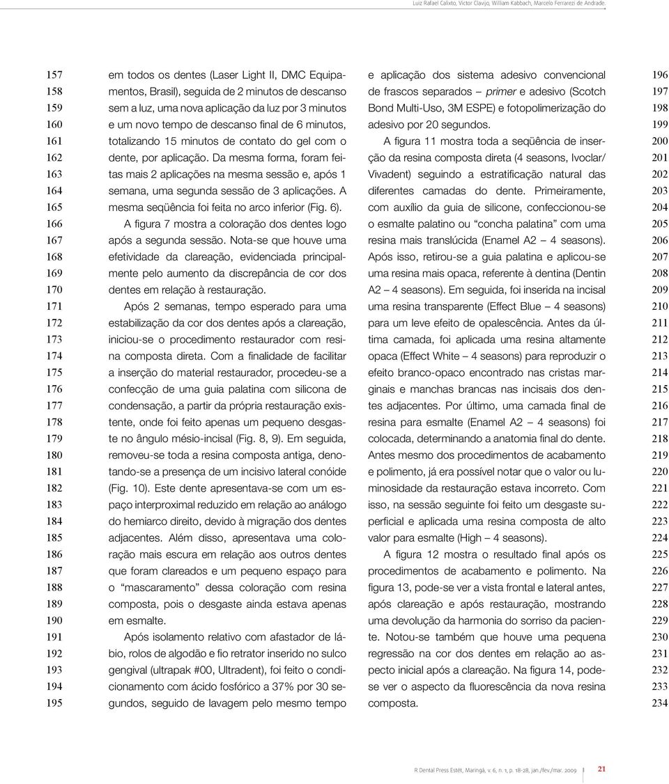 (Scotch 197 159 sem a luz, uma nova aplicação da luz por 3 minutos Bond Multi-Uso, 3M ESPE) e fotopolimerização do 198 160 e um novo tempo de descanso final de 6 minutos, adesivo por 20 segundos.