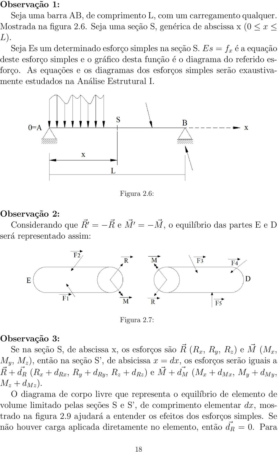 As equações e os diagramas dos esforços simples serão exaustivamente estudados na Análise Estrutural I. Figura 2.