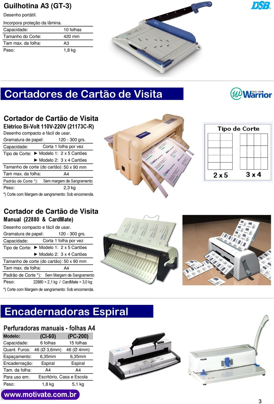 Gramatura de papel: Capacidade: Tipo de Corte: Tamanho de corte (do cartão): 50 x 90 mm Tam max. da folha: Padrão de Corte *): 120-300 grs.