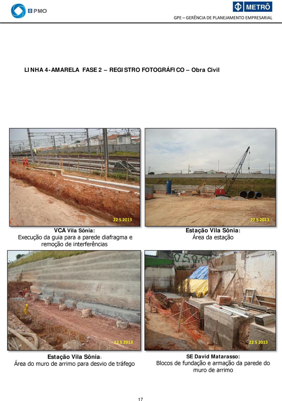 Área da estação 22 5 2013 22 5 2013 Estação Vila Sônia: Área do muro de arrimo para desvio