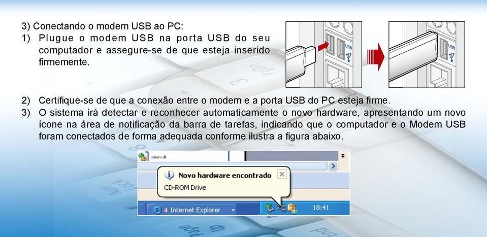 3) O sistema irá detectar e reconhecer automaticamente o novo hardware, apresentando um novo ícone na área de