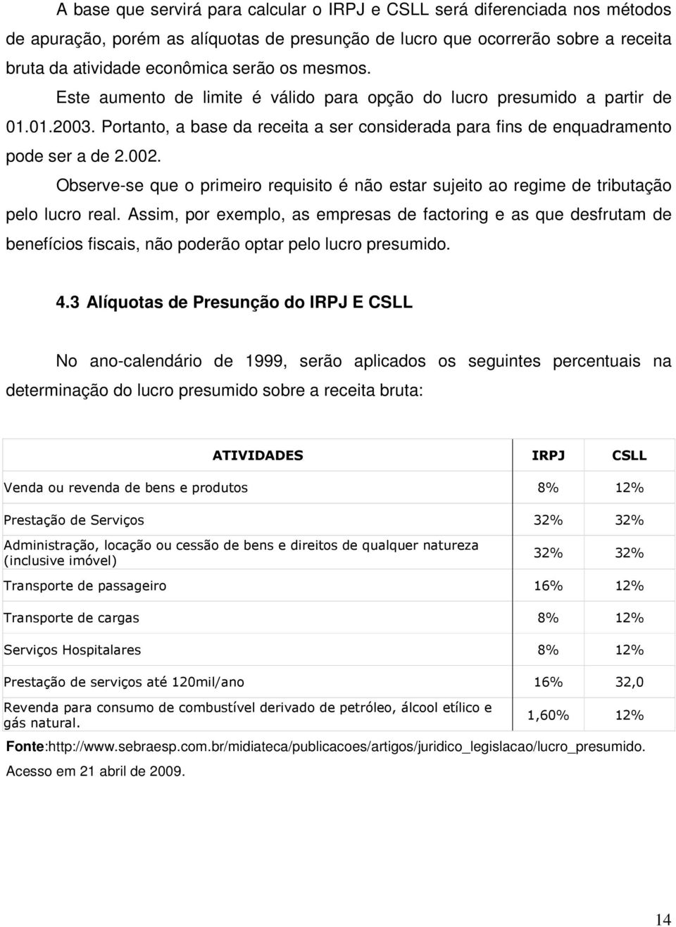 Observe-se que o primeiro requisito é não estar sujeito ao regime de tributação pelo lucro real.