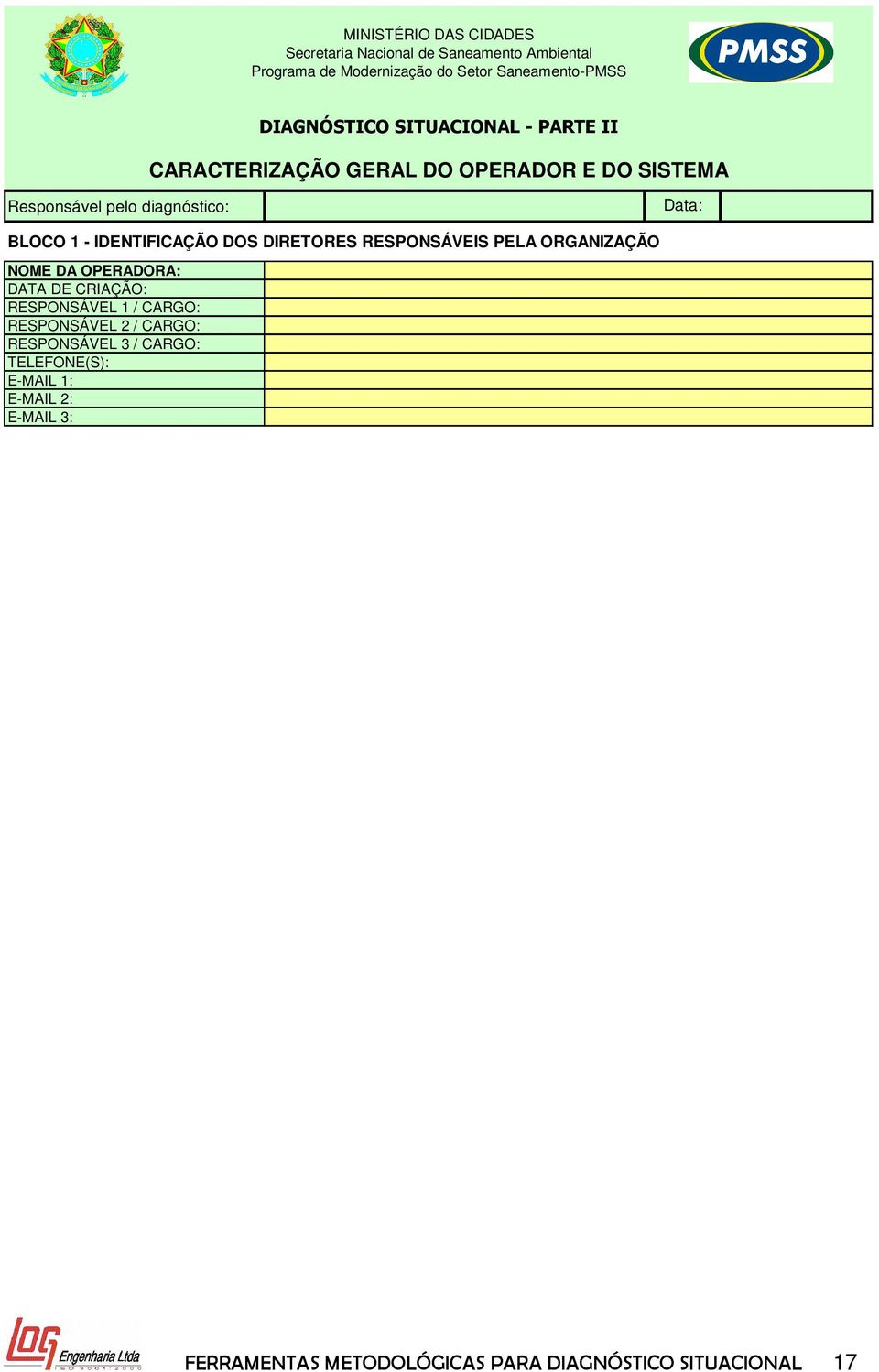 IDENTIFICAÇÃO DOS DIRETORES RESPONSÁVEIS PELA ORGANIZAÇÃO NOME DA OPERADORA: DATA DE CRIAÇÃO: RESPONSÁVEL 1 / CARGO: