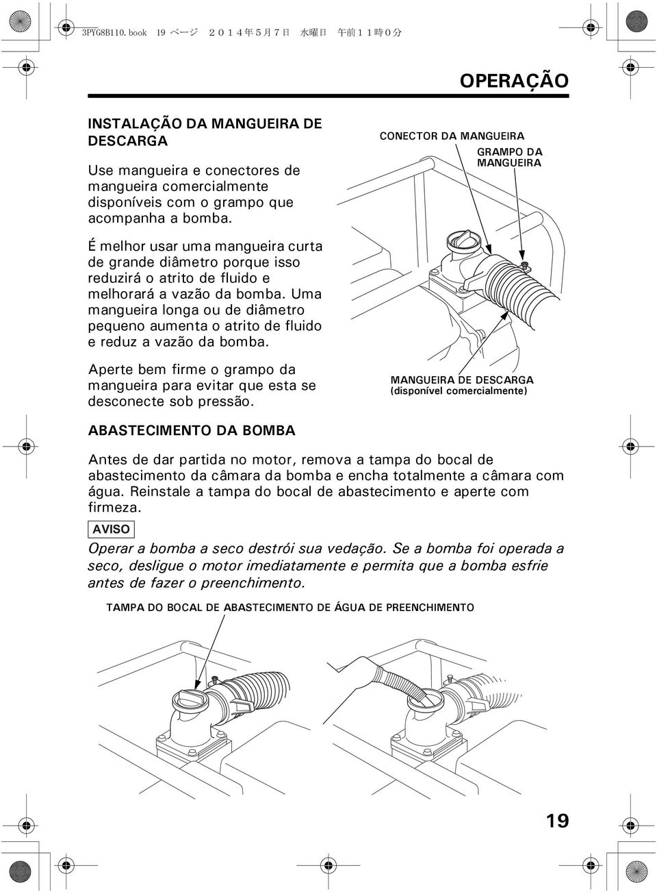 Uma mangueira longa ou de diâmetro pequeno aumenta o atrito de fluido e reduz a vazão da bomba. Aperte bem firme o grampo da mangueira para evitar que esta se desconecte sob pressão.