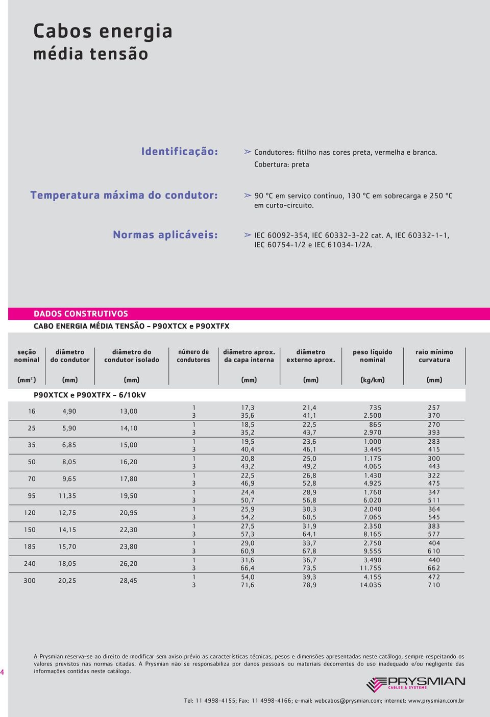 A, IEC 60332-1-1, IEC 60754-1/2 e IEC 61034-1/2A.