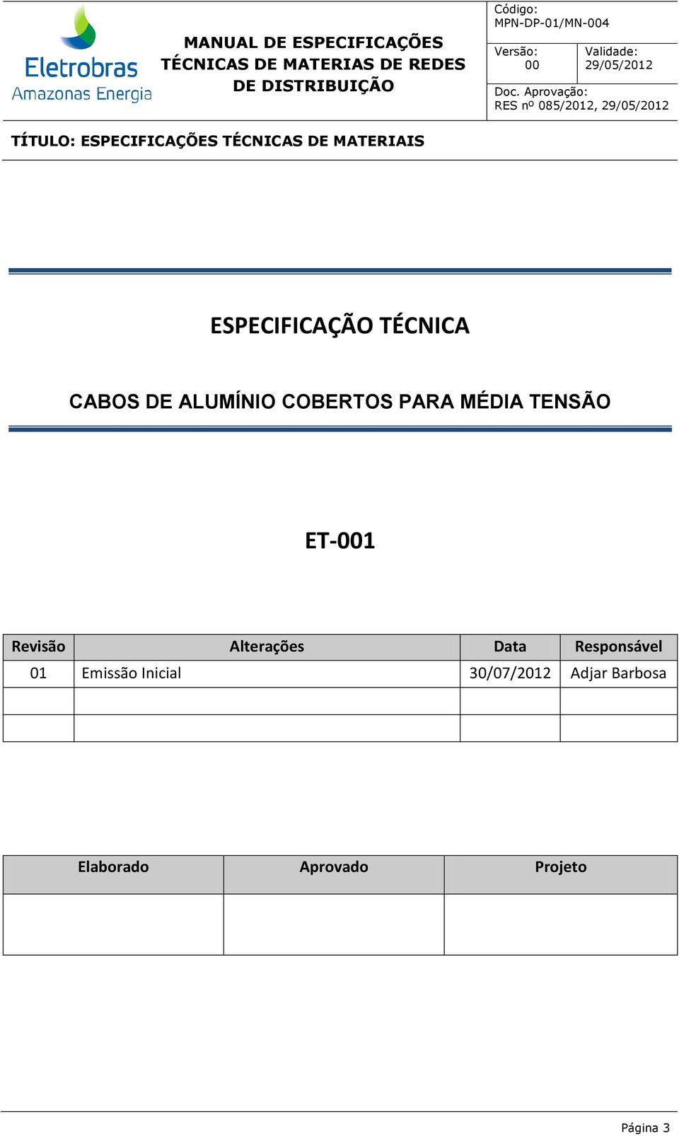 Revisão Alterações Data Responsável 01 Emissão Inicial