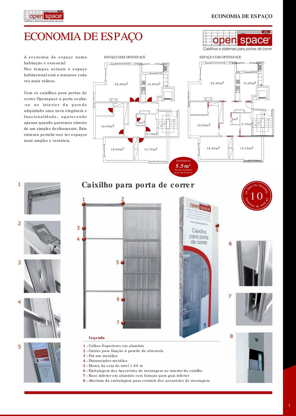 00m2 Com os caixilhos para portas de correr Openspace a porta oculta- -se no interior da parede adquirindo uma nova elegância e funcionalidade, aparecendo apenas quando queremos através de um simples