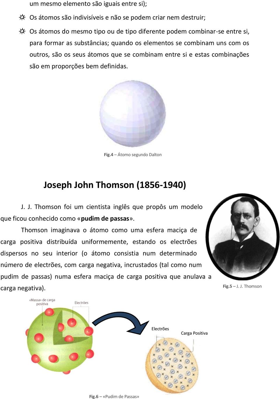 4 Átomo segundo Dalton Joseph John Thomson (1856-1940) J. J. Thomson foi um cientista inglês que propôs um modelo que ficou conhecido como «pudim de passas».