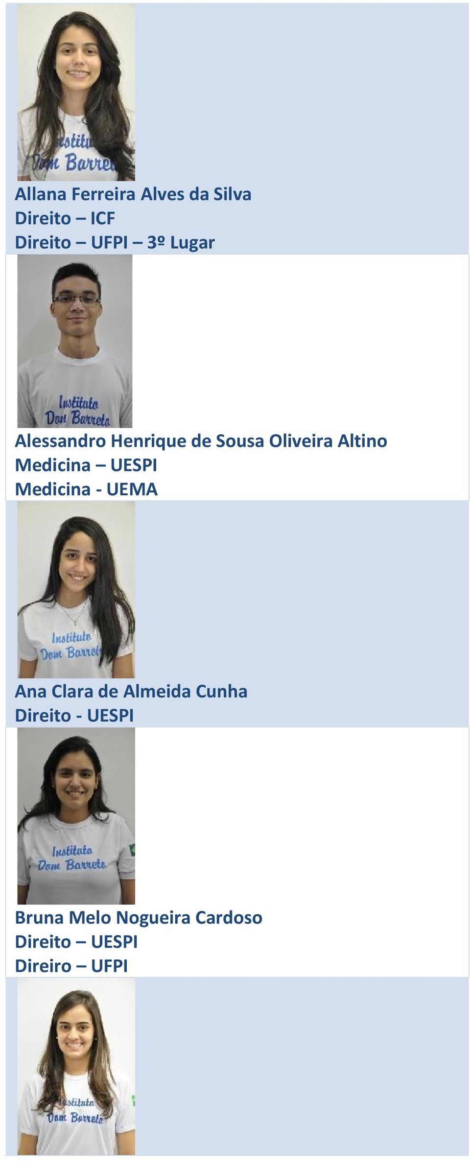 UESPI Medicina - UEMA Ana Clara de Almeida Cunha Direito -