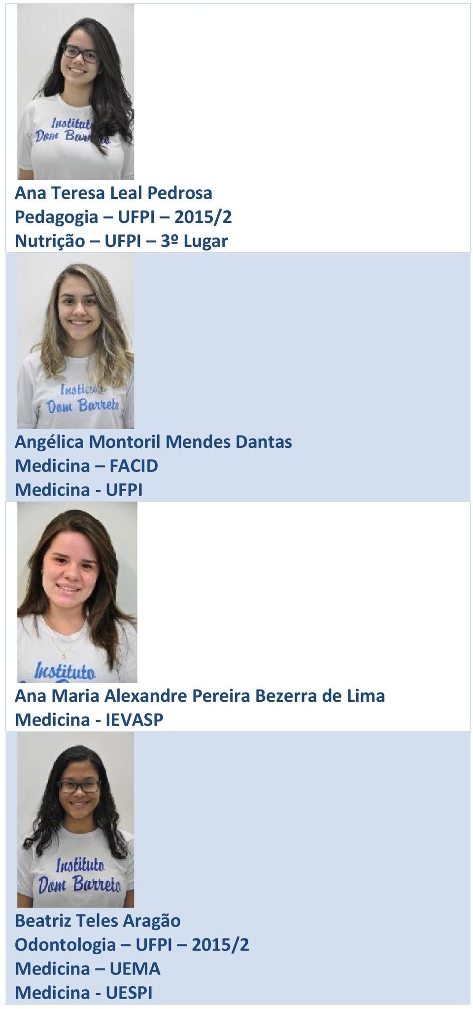 UFPI Ana Maria Alexandre Pereira Bezerra de Lima Medicina - IEVASP